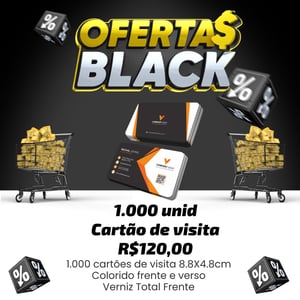 Black friday Cartão de Visita Verniz Total Frente 250g Couchê 250g 8.7x4.7cm colorido frente e verso 4x4 Verniz Total Frente Corte Reto Somente uma Arte por Pedido