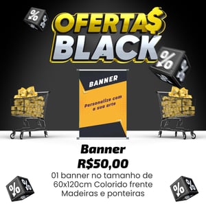 Black friday banner 60x120cm lona 380g 60x120cm colorido frente 4x0  Corte Reto Somente uma Arte por Pedido