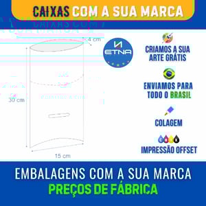 Caixa G - 15x30x4 cm Caixa 15x30x4 cm (LxAxP) CMYK/Pantone Impressão Offset Corte/Colagem 320x340 mm