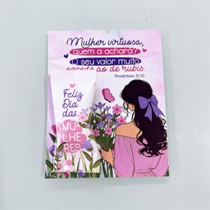 Cartão Mulher Virtuosa com bala personalizada Papel fotográfico 180g 10x8cm  Brilho  