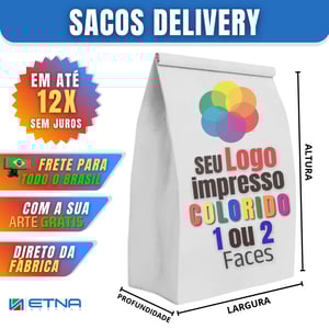 Sacos e Sacolas Digitais G Branco ou Pardo 30 L x 32 A x 19 P (cm) KB CMYK Impressão Digital Pacote Frente ou Frente/Verso