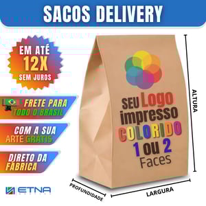 Sacos e Sacolas Digitais G Kraft Pardo 30 L x 30 A x 20 P (cm) CMYK Impressão Digital Pacote Frente ou Frente/Verso