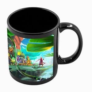 Caneca preta com tarja Caneca porcelana 9,5x21cm    