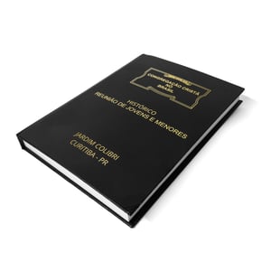 Encadernação Capa Dura Preta com gravação em dourado
