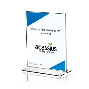 Display - Porta Folha em ”T” A6 Vertical 10x15cm Acrílico transparente 10x15cm 4x0   