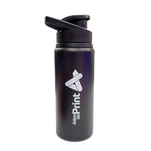 Garrafa de Alumínio Preta Alumínio Preto Fosco 600ml Impressão UV ou Gravação Laser   