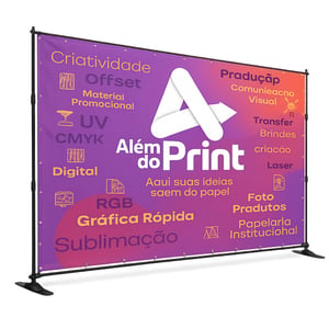 Backdrop Retrátil Tecido ou lona com Estrutura Retrátil Formato Máximo 3 x 2,3m 4x0  Ilhós Acompanha bolsa de transporte em TNT. Um pacote de abraçadeiras.
