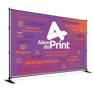 Backdrop Retrátil Tecido ou lona com Estrutura Retrátil Formato Máximo 3 x 2,3m 4x0  Ilhós Acompanha bolsa de transporte em TNT. Um pacote de abraçadeiras.