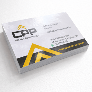 Cartão de Visita Couchê 300g  8,7 x 4,7cm Colorido apenas frente (cmyk 4x0) Verniz total frente  