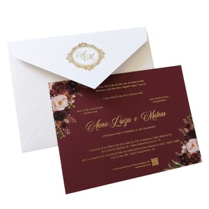 Carta Convite Casamento Couchê 250g 10x15  Verniz Total Brilho Sem acabamento 