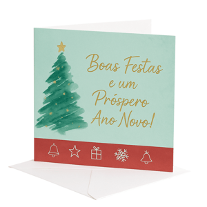 Cartão de Natal Couchê 300g 105x148mm 4x4 - Colorido Frente e Verso Verniz Total Brilho Refile 