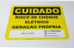 Placa Cuidado Risco De Choque Elétrico Geração Própria 25x18cm Chapa Galvanizada