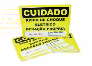 Placa Cuidado Risco De Choque Elétrico Geração Própria 25x18 Pvc 3mm