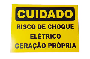 Placa Cuidado Risco De Choque Elétrico Geração Própria 25x18 Aluminio (ACM)