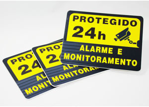 Placa Vigilancia 24h Monitoramento por cameras 20x15cm