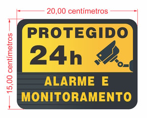 Placa Vigilancia 24h Monitoramento por cameras 20x15cm