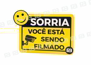 Placa Sorria você esta sendo filmado monitoramento 20x15cm
