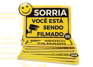 Placa Sorria você esta sendo filmado monitoramento 20x15cm
