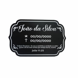 Placa Lápide Personalizada com Gravação a Laser 25x16cm