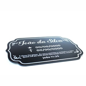 Placa Lápide Personalizada com Gravação a Laser 25x16cm