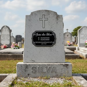 Placa Lápide Personalizada com Gravação a Laser 25x16cm