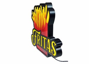 Luminoso Led Fritas Decoração Batata Frita Placa Letreiro Iluminado porção