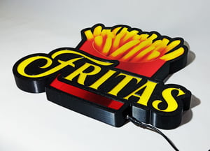 Luminoso Led Fritas Decoração Batata Frita Placa Letreiro Iluminado porção