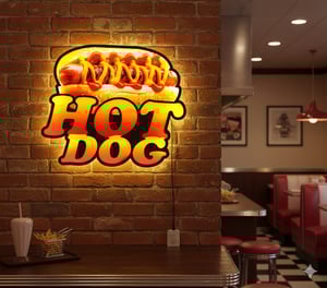 Luminoso Led Hot dog Decoração Cachorro quente Placa Letreiro Iluminado
