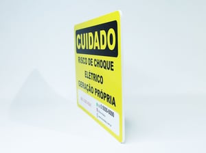 Placa Cuidado Risco De Choque Elétrico Geração Própria 25x23 Pvc 3mm unitário