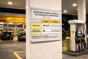 Placa Benefício Sobre O Diesel Produção E Importação ANP 65x50cm