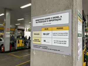 Placa Benefício Sobre O Diesel Produção E Importação ANP 65x50cm