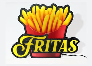 Luminoso Led Fritas Decoração Batata Frita Placa Letreiro Iluminado porção
