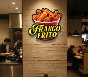 Luminoso Led Frango Frito Decoração FastFoodPlaca Letreiro Iluminado