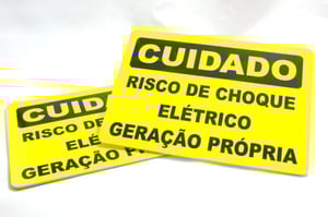 Placa Cuidado Risco De Choque Elétrico Geração Própria 25x18 Pvc 3mm
