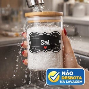 50 Etiquetas para Potes Cozinha Vinil Impermeável Não Desbota Lavável Organização Mantimentos
