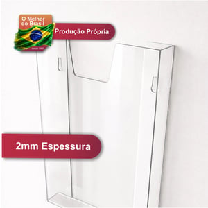 Kit 3 Displays Porta Folha Prontuário Parede A4 Acrílico PETG CRISTAL 2 MM