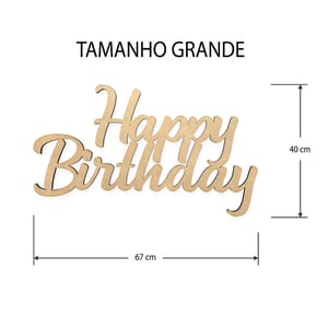 Letreiro Happy Birthday MDF 3mm | Placa Festa Aniversário Decoração Painel 40 a 67cm