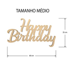 Letreiro Happy Birthday MDF 3mm | Placa Festa Aniversário Decoração Painel 40 a 67cm