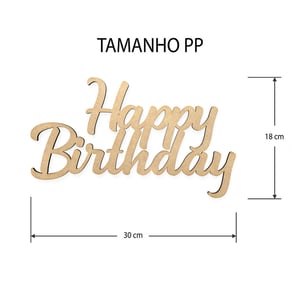 Letreiro Happy Birthday MDF 3mm | Placa Festa Aniversário Decoração Painel 40 a 67cm