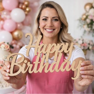 Letreiro Happy Birthday MDF 3mm | Placa Festa Aniversário Decoração Painel 40 a 67cm
