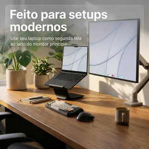 Suporte Notebook até 17” Ergonômico | Base para Notebook e Tablet Slim Antiderrapante Mesa