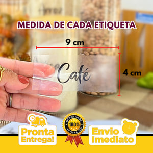 Etiquetas Adesivas para Mantimentos 9x4cm | 24 Unidades | Vinil Transparente à Prova D’Água