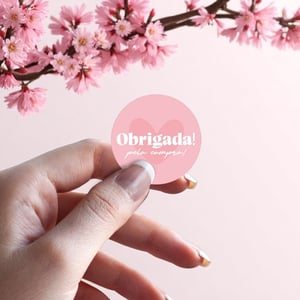 Adesivo para embalagem 3x3 redondo etiqueta obrigada pela compra - para seda caixa