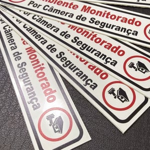 Combo 5 Placas Ambiente Monitorado por Câmeras de Segurança | Placa de Aviso Segurança