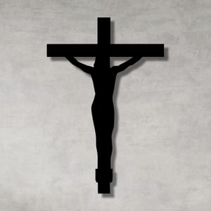 Quadro Decorativo Vazado Cristo Crucifixo Religioso MDF Preto 3