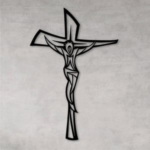 Quadro Decorativo Vazado Cristo Crucifixo Religioso MDF Preto 3