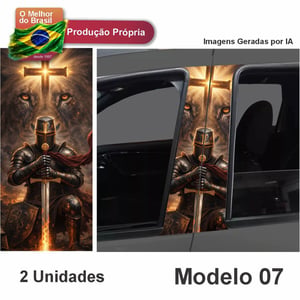 Adesivo de Coluna de Porta Carro Gladiador, Guerreiro, Leão e Jesus.