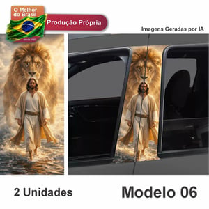 Adesivo de Coluna de Porta Carro Gladiador, Guerreiro, Leão e Jesus.