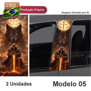 Adesivo de Coluna de Porta Carro Gladiador, Guerreiro, Leão e Jesus.