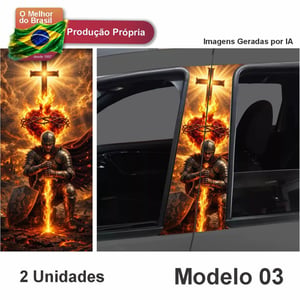 Adesivo de Coluna de Porta Carro Gladiador, Guerreiro, Leão e Jesus.